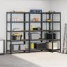 5-Layer Storage Shelves - 3 pcs Anthracite Steel & Wood