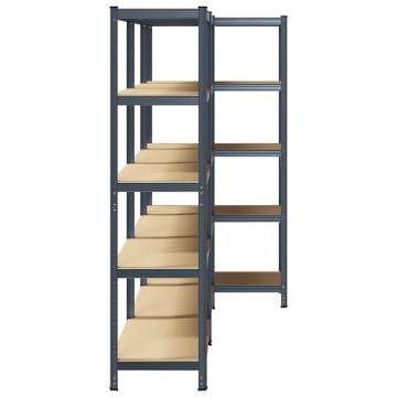 5-Layer Storage Shelves - 3 pcs Anthracite Steel & Wood