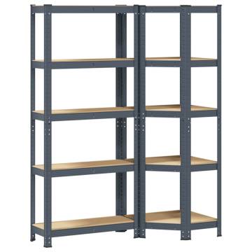 2 Piece 5-Layer Shelves Set - Anthracite Steel & Wood