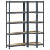 2 Piece 5-Layer Shelves Set - Anthracite Steel & Wood