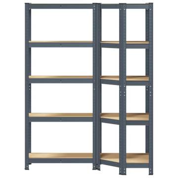 2 Piece 5-Layer Shelves Set - Anthracite Steel & Wood