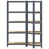 2 Piece 5-Layer Shelves Set - Anthracite Steel & Wood