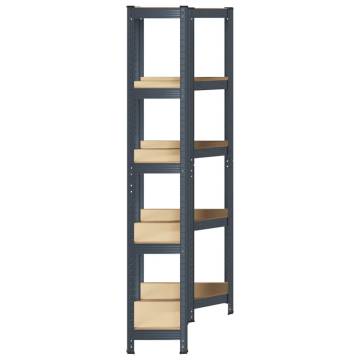 2 Piece 5-Layer Shelves Set - Anthracite Steel & Wood