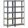 2 Piece 5-Layer Shelves Set - Anthracite Steel & Wood