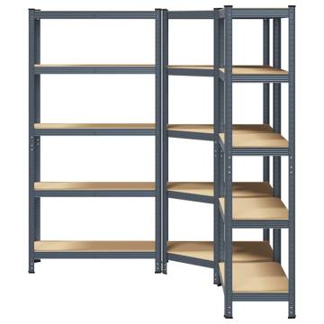 3 Piece 5-Layer Shelves Set - Anthracite Steel & Engineered Wood