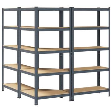 3 Piece 5-Layer Shelves Set - Anthracite Steel & Engineered Wood