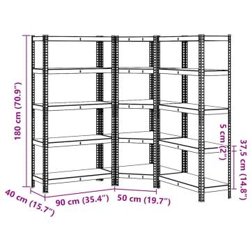 3 Piece 5-Layer Shelves Set - Anthracite Steel & Engineered Wood