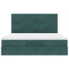 Dark Green Ottoman Bed with Mattresses - 160x200cm Velvet