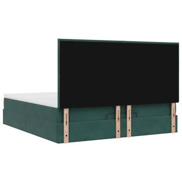 Dark Green Ottoman Bed with Mattresses - 160x200cm Velvet