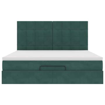 Dark Green Ottoman Bed with Mattresses 160x200cm - Hipomarket