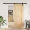 Solid Wood Pine Sliding Door with Hardware Set - 95x210 cm