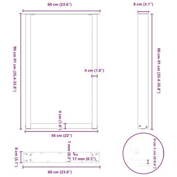 U-Shaped Coffee Table Legs - Anthracite Steel 60x(90-91) cm