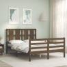 Bed Frame with Headboard Honey Brown Small Double Solid Wood Colour honey brown Size 120 x 190 cm 