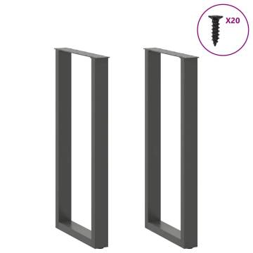 U-Shaped Coffee Table Legs - Anthracite Steel | 2 pcs 40x(100-101) cm