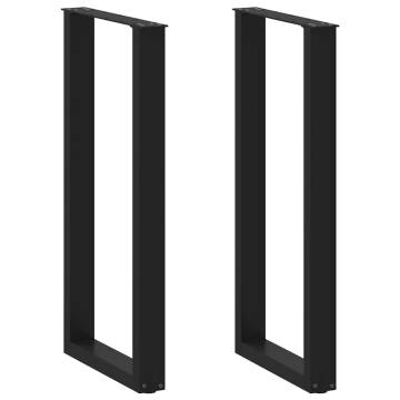 U-Shaped Coffee Table Legs (2 pcs) - Black Steel, 50x(100-101) cm