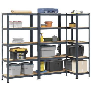 5-Layer Heavy-Duty Shelves - Anthracite Steel & Engineered Wood