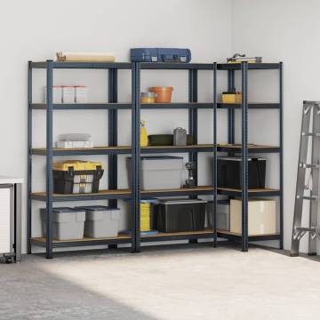 5-Layer Heavy-Duty Shelves - Anthracite Steel & Engineered Wood