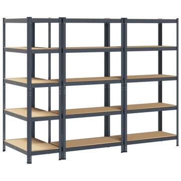 5-Layer Heavy-Duty Shelves - Anthracite Steel & Engineered Wood