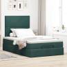 Dark Green Ottoman Bed with Mattresses | 120x200cm Velvet