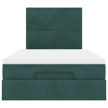 Dark Green Ottoman Bed with Mattresses | 120x200cm Velvet