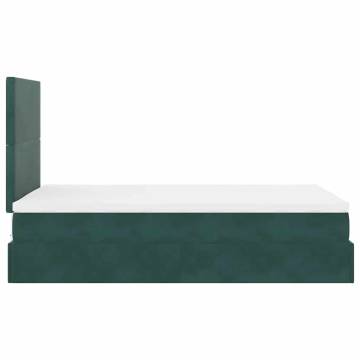 Dark Green Ottoman Bed with Mattresses | 120x200cm Velvet