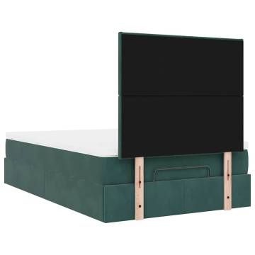 Dark Green Ottoman Bed with Mattresses | 120x200cm Velvet