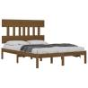 Honey Brown Solid Wood Bed Frame 200x200 cm | Hipo Market