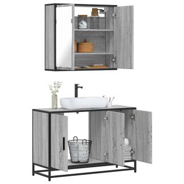 Stylish 2 Piece Bathroom Furniture Set in Grey Sonoma - Hipo Market