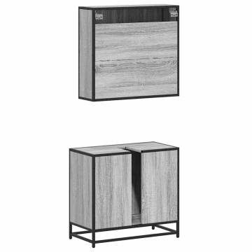 Stylish 2 Piece Bathroom Furniture Set in Grey Sonoma - Hipo Market