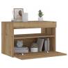  Bedside Cabinet with LED Lights Artisan Oak 60x35x40 cm Engineered Wood Colour artisan oak Quantity in Package 1 