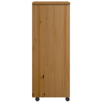 MOSS Rolling Cabinet with Drawers - Honey Brown Solid Wood