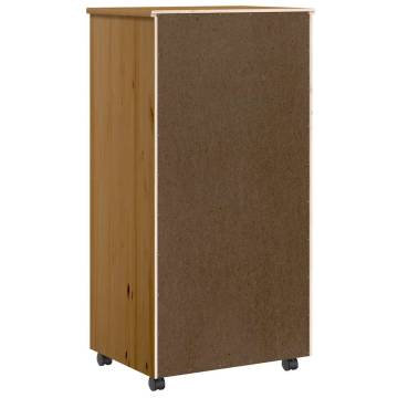 MOSS Rolling Cabinet with Drawers - Honey Brown Solid Wood