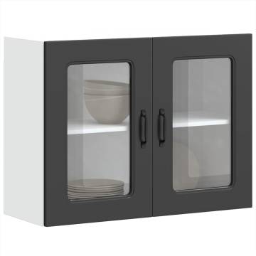 Kalmar Black Kitchen Wall Cabinet with Glass Door | Hipo Market