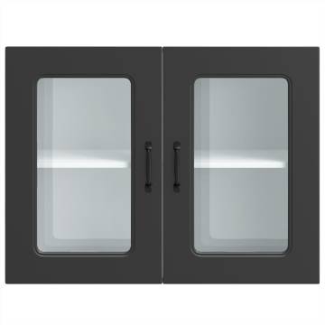 Kalmar Black Kitchen Wall Cabinet with Glass Door | Hipo Market