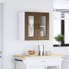 Kalmar Brown Oak Kitchen Wall Cabinet with Glass Door