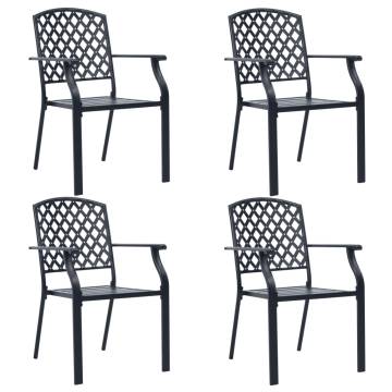 Stylish Outdoor Chairs Set - 4 pcs Mesh Design Steel Black