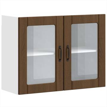 Lucca Kitchen Wall Cabinet with Glass Door - Brown Oak