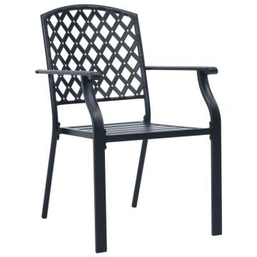 Stylish Outdoor Chairs Set - 4 pcs Mesh Design Steel Black