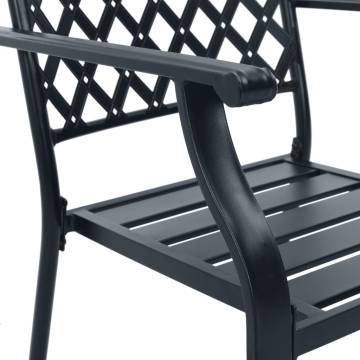 Stylish Outdoor Chairs Set - 4 pcs Mesh Design Steel Black