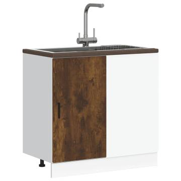 Sink Base Cabinet Smoked Oak - Engineered Wood Storage Solution