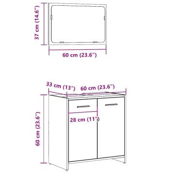 Stylish Bathroom Cabinet with Mirror - Artisan Oak