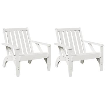 2 pcs White Garden Adirondack Chairs - Solid Pinewood Comfort