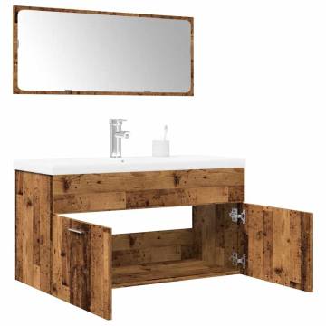 3 Piece Bathroom Furniture Set - Old Wood Stylish & Functional