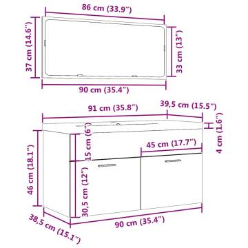 3 Piece Bathroom Furniture Set - Old Wood Stylish & Functional