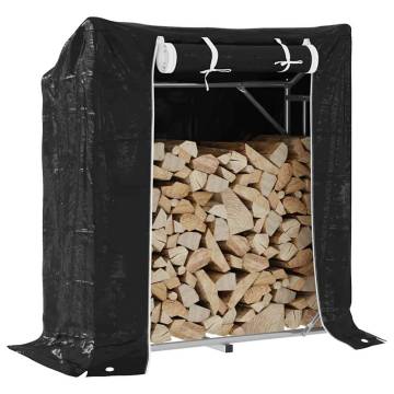 vidaXL Firewood Rack with Rain Cover - Durable Steel Storage