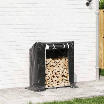 vidaXL Firewood Rack with Rain Cover - Durable Steel Storage