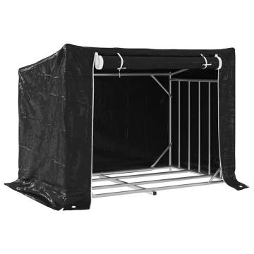 vidaxL Firewood Rack with Rain Cover - Durable Galvanised Steel