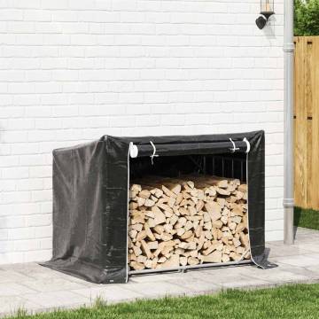 vidaxL Firewood Rack with Rain Cover - Durable Galvanised Steel