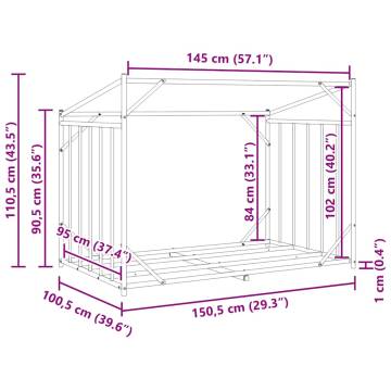 vidaxL Firewood Rack with Rain Cover - Durable Galvanised Steel