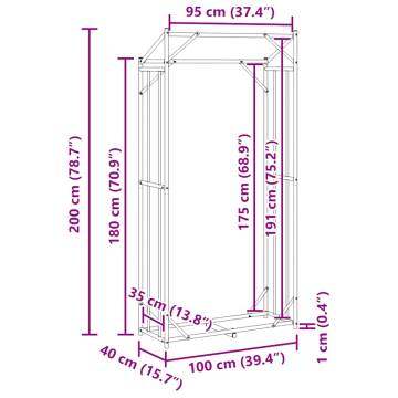 VidaXL Firewood Rack with Rain Cover - 100x40x200 cm